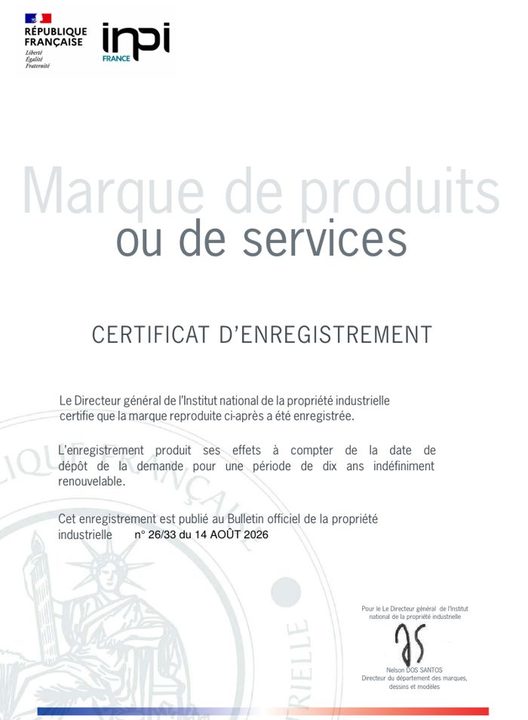Certificat d enregistrement INPI, marque AXIOMASYSTEM